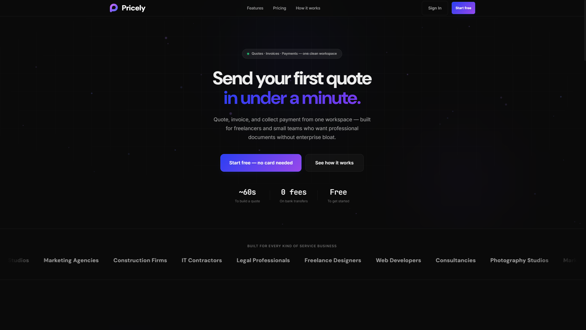 Pricely marketing homepage hero